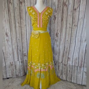 Embroidered Yellow Lehenga Set
